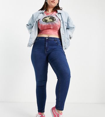 Noisy May Curve Callie high waisted skinny jeans in mid blue wash