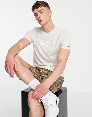 Tommy Jeans tonal box logo T-shirt in white heather