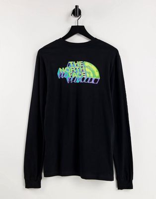 The North Face distorted half dome long sleeve t-shirt in black