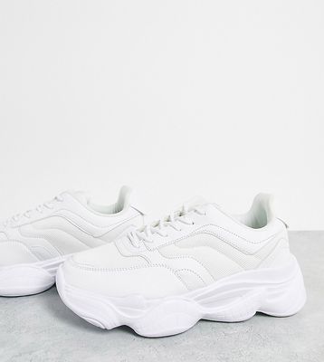 Truffle Collection wide fit chunky bubble sole sneakers in white