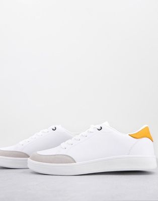 Truffle Collection lace up sneakers in white orange mix