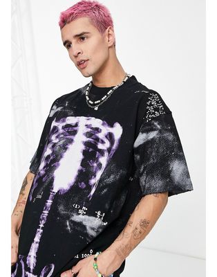Jaded London oversized T-shirt in black with X-ray skeleton print