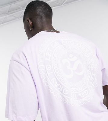 Only & Sons oversized T-shirt with Om back print in lilac Exclusive at ASOS-Purple