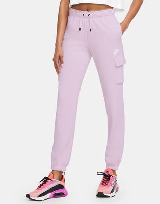 Nike Essentials cuffed cargo sweatpants in pale pink