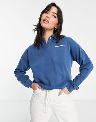 Dickies Girl polo fleece sweatshirt in blue