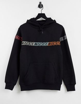 Nicce rioja emboidered hoodie in black