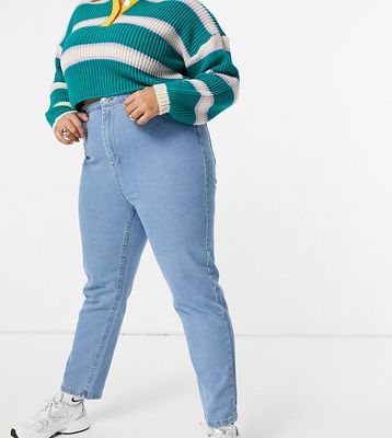 Wednesday's Girl Curve mom jeans in light wash-Blues
