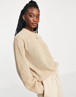 In The Style x Jac Jossa balloon sleeve sweater in oatmeal-Neutral