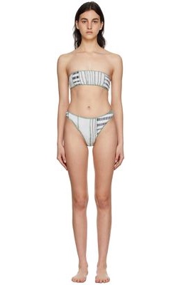 Luna Del Pinal SSENSE Exclusive White Polyester Stripe Bikini