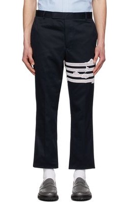 Thom Browne Navy 4-Bar Trousers