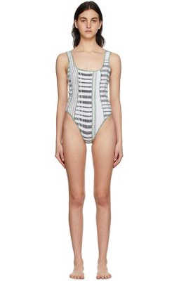 Luna Del Pinal SSENSE Exclusive White Polyester Stripe One-Piece Swimsuit