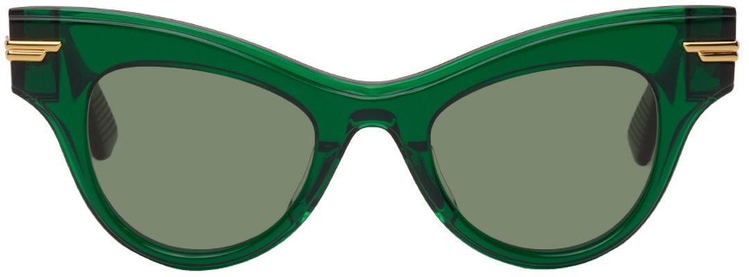 Bottega Veneta Green Acetate Cat-Eye Sunglasses