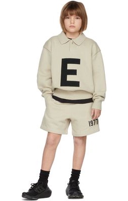 Essentials Kids Beige Knit Big E Polo Sweater
