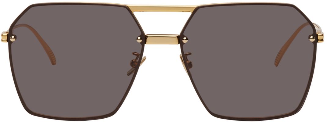 Bottega Veneta Gold Metal Aviator Sunglasses