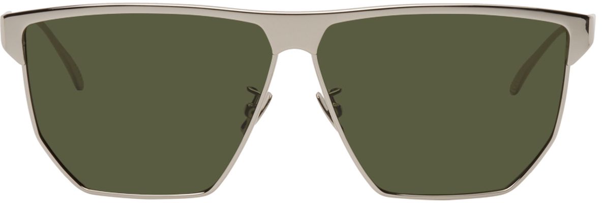 Bottega Veneta Silver Metal Aviator Sunglasses