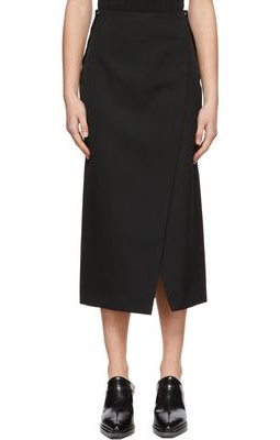 System Black Wool Midi Skirt