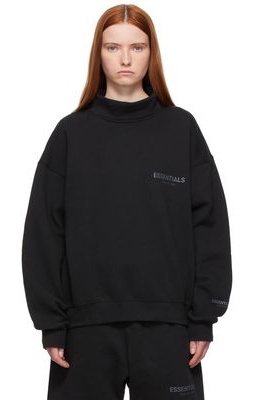 Essentials Black Pullover Mockneck Sweatshirt