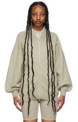 Essentials Green Knit Zip-Up Sweater