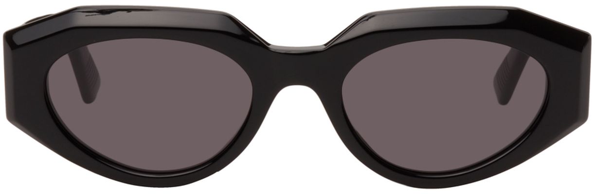 Bottega Veneta Black Acetate Oval Sunglasses