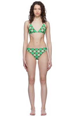 Anna Sui Green Utopian Gingham Bikini Set