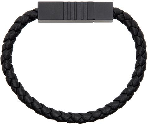 Thom Browne Black Braided Calfskin Bracelet