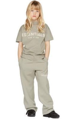 Essentials Kids Green Logo Relaxed Lounge Pants