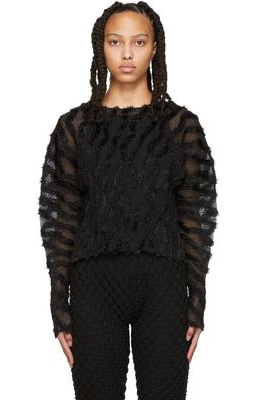 Issey Miyake Black Fuzzy Pleats Sweater