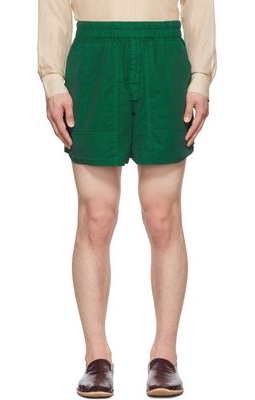 Dries Van Noten Green Water-Repellent Nylon Shorts
