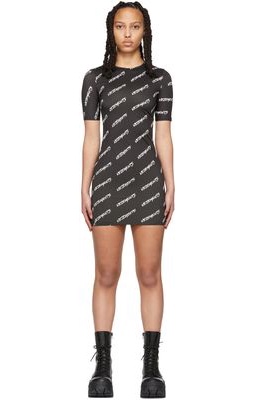 VETEMENTS Black & Off-White Fitted Logo T-Shirt Dress