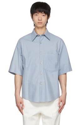 Ermenegildo Zegna Couture Blue Suede Shirt