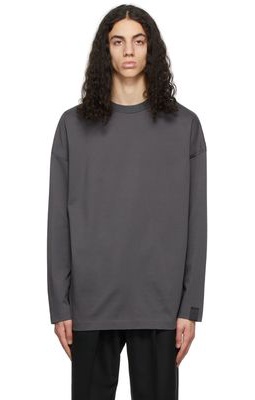 N.Hoolywood Grey Cotton Long Sleeve T-Shirt