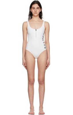 Moncler White Logo One-Piece Swimsuit