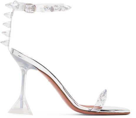 Amina Muaddi Transparent Julia Glass Heeled Sandals