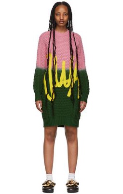 JW Anderson Pink & Green Cable Mini Dress
