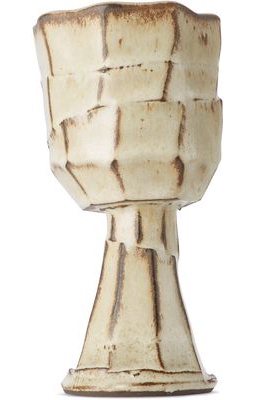 Adam Ross Ceramics Off-White & Brown Wine Goblet