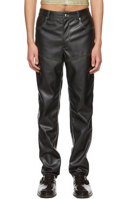Eckhaus Latta Black Faux-Leather Paneled Pants