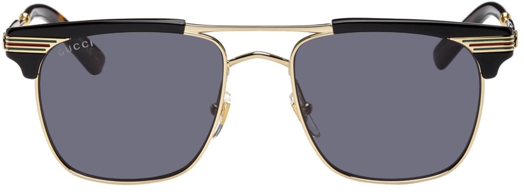 Gucci Black & Gold 52 Sunglasses
