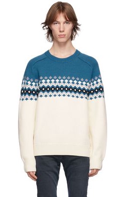 rag & bone Blue & Off-White Merino Fair Isle Lloyd Sweater