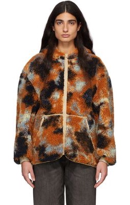 R13 Orange & Blue Oversized Fleece Jacket