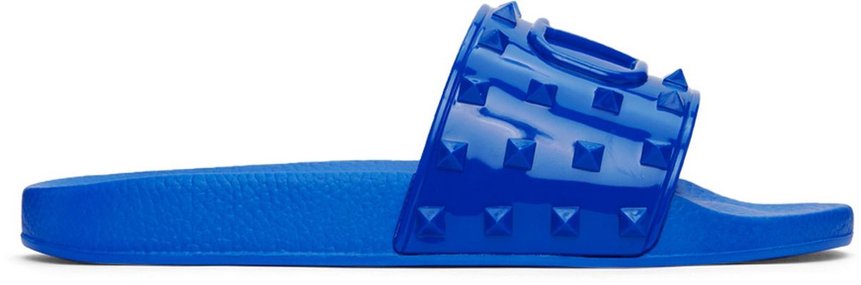 Valentino Garavani Blue Rubber Summer VLogo Slides