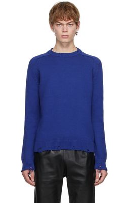 Saint Laurent Blue Cotton Distressed Sweater