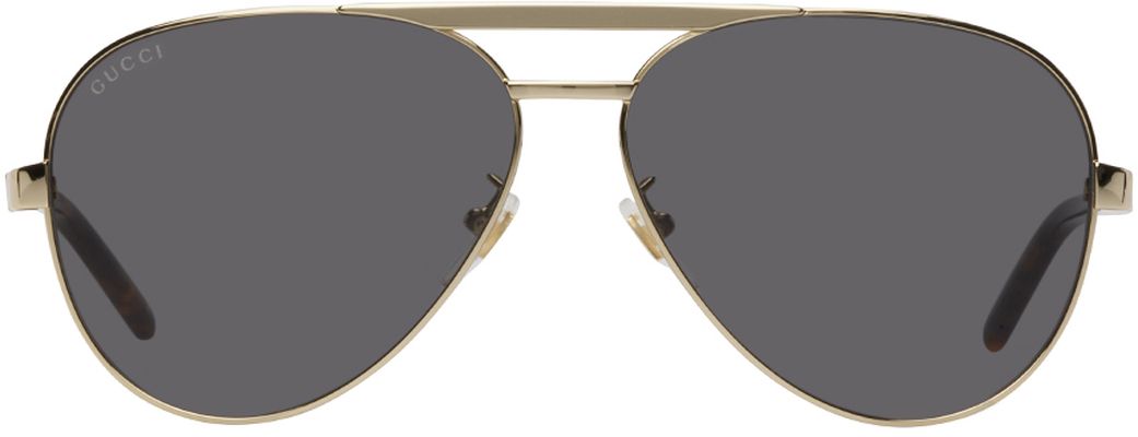 Gucci Gold & Black Aviator Sunglasses
