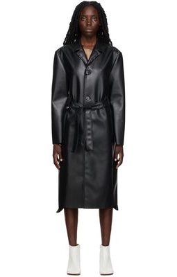 MM6 Maison Margiela Black Faux-Leather Coat