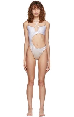 ANDREADAMO SSENSE Exclusive Beige & White Asymmetric Swimsuit