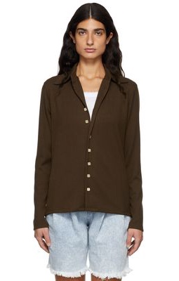 Tanner Fletcher Brown Reece Pointy Collar Ribbed Shirt