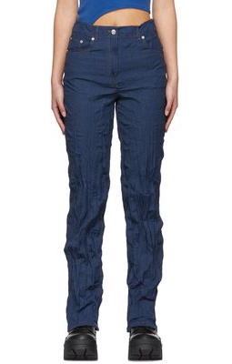 Helmut Lang Blue Crinkled Jeans