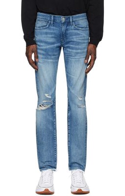 Frame Blue Degradable Distressed 'L'Homme Skinny' Jeans