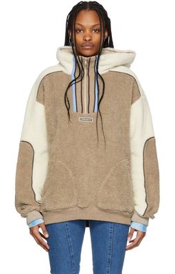 Y/Project Beige & Off-White Fleece Clip Shoulder Sweater