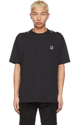 Raf Simons Black Fred Perry Edition Shoulder Detail T-Shirt