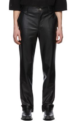 Song for the Mute Black Faux-Leather Zip-Up Cigarette Trousers